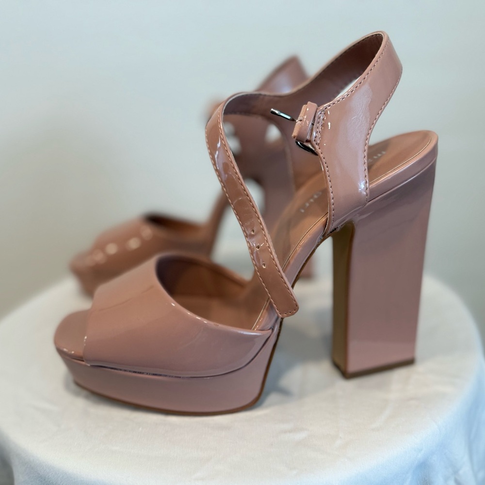 Elegant Nude Patent Leather Heels